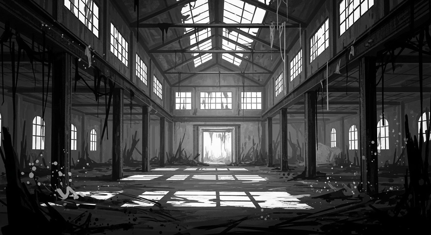 Spooky Abandoned Warehouse in Horror Speedpaint Style