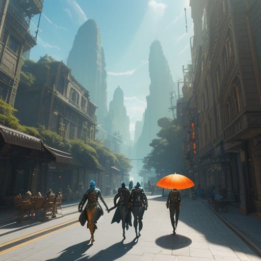 Vibrant Fantasy Metropolis in Pastel Hues