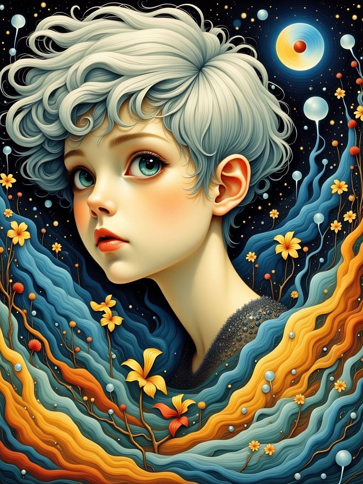 Enchanted Fantasy Portrait in Whimsical Art Style