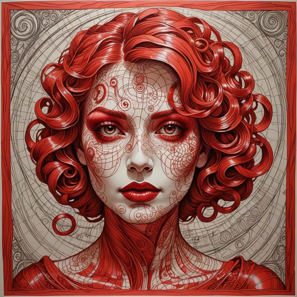 Abstract Etched Sketch of a Pretty Face