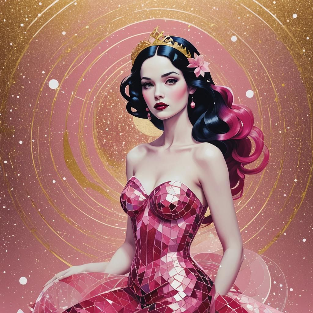 Snow White Space Mermaid with Pink Sparkles