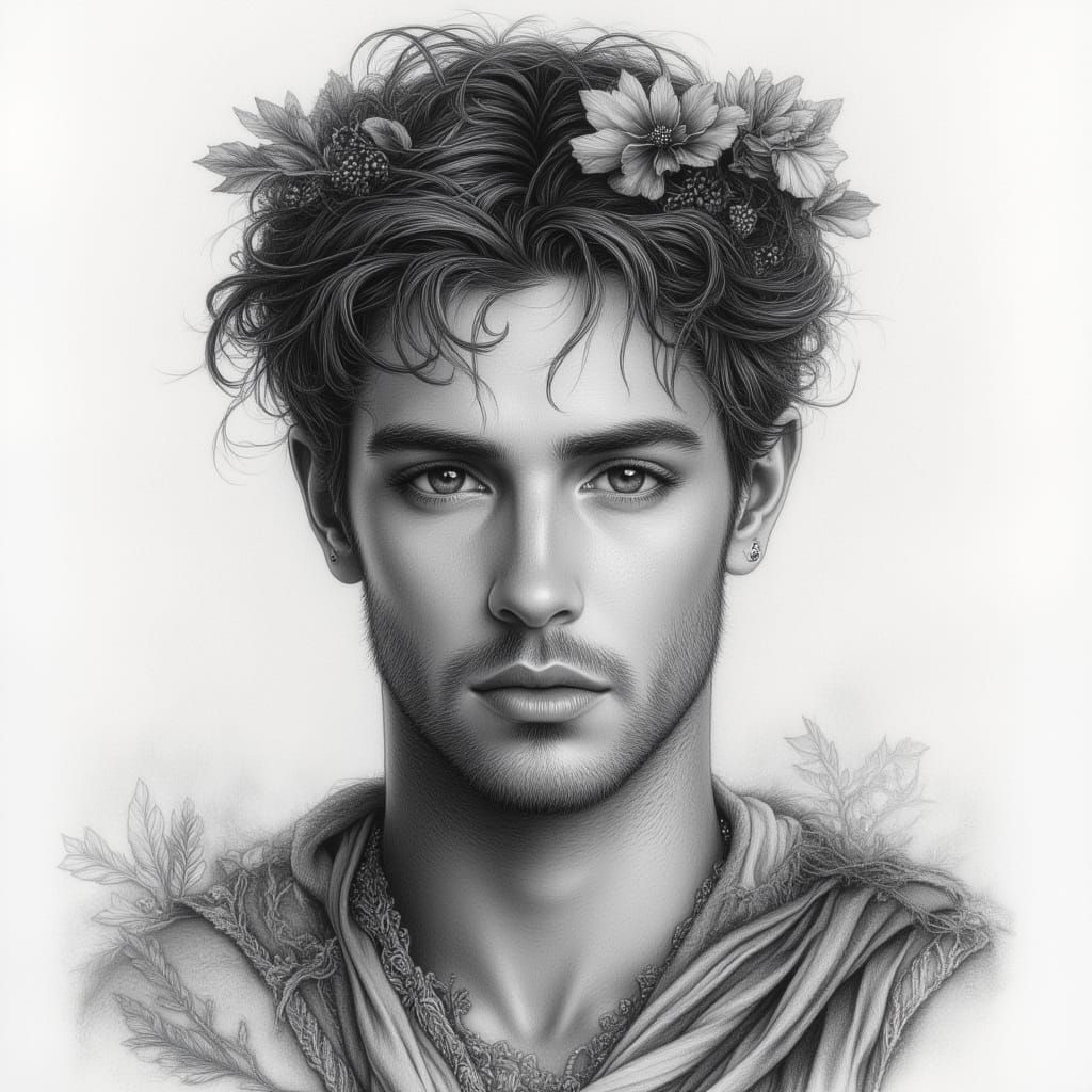 Monochrome Charcoal Drawing of Tommaso dei Cavalieri