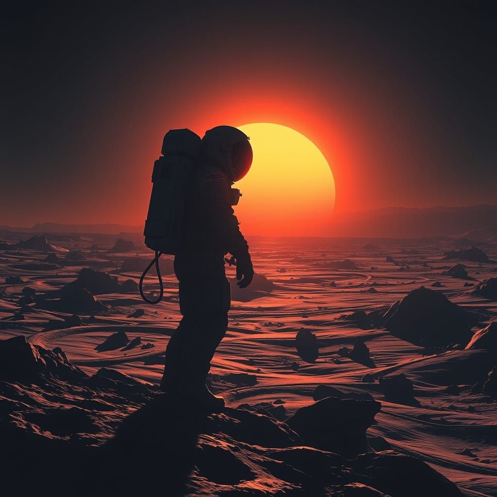 Epic Lunar Dawn in a Futuristic World