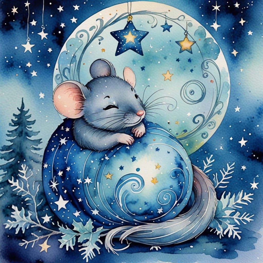 Whimsical Watercolor Christmas Ornament Scene