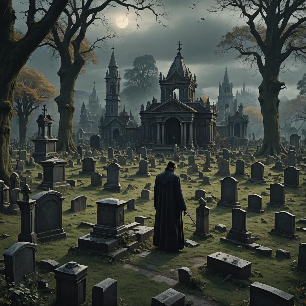 Phantom in Graveyard: Dramatic Digital Matte Painting