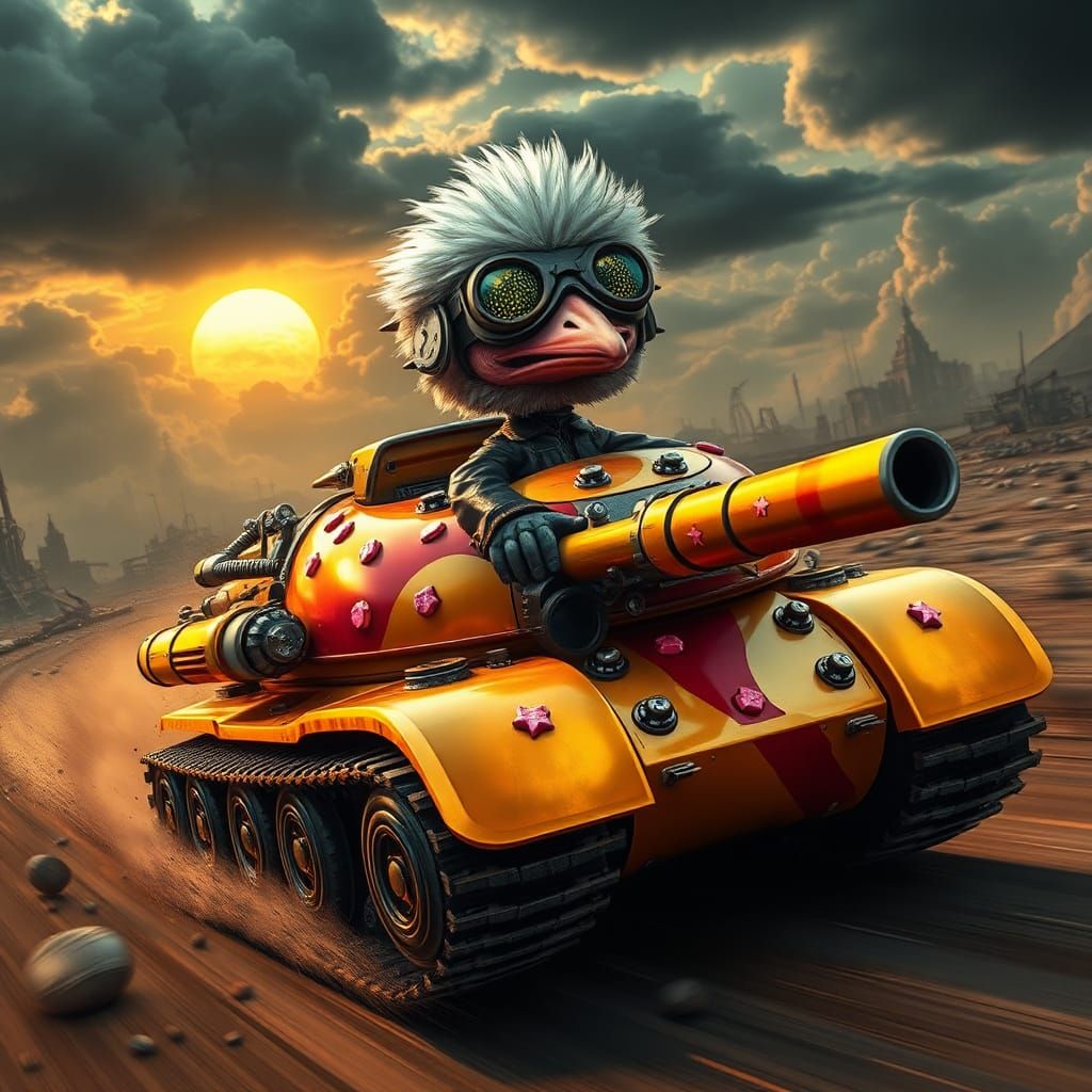 Chibi Ostrich Alien Races Donut Tank in Wasteland