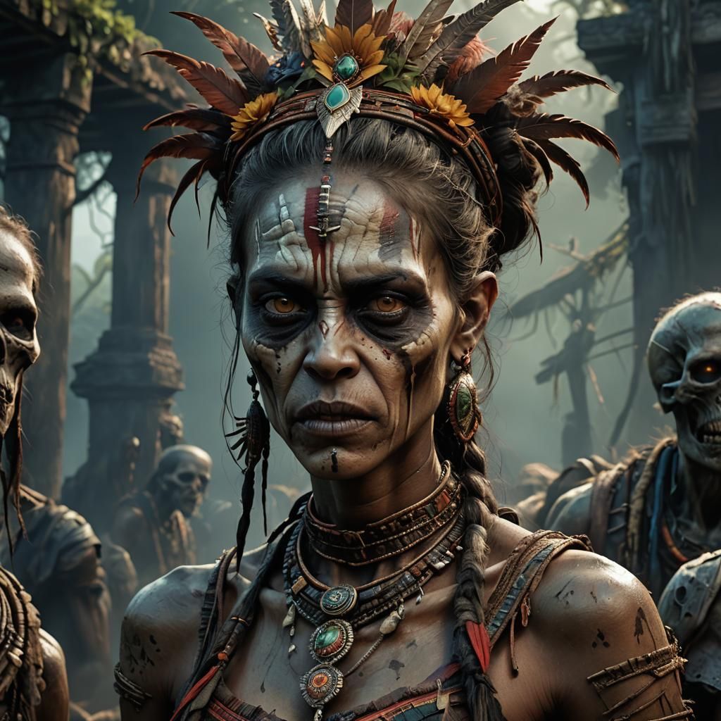Undead Tribal Princess Portrait in Detailed Matte Painting