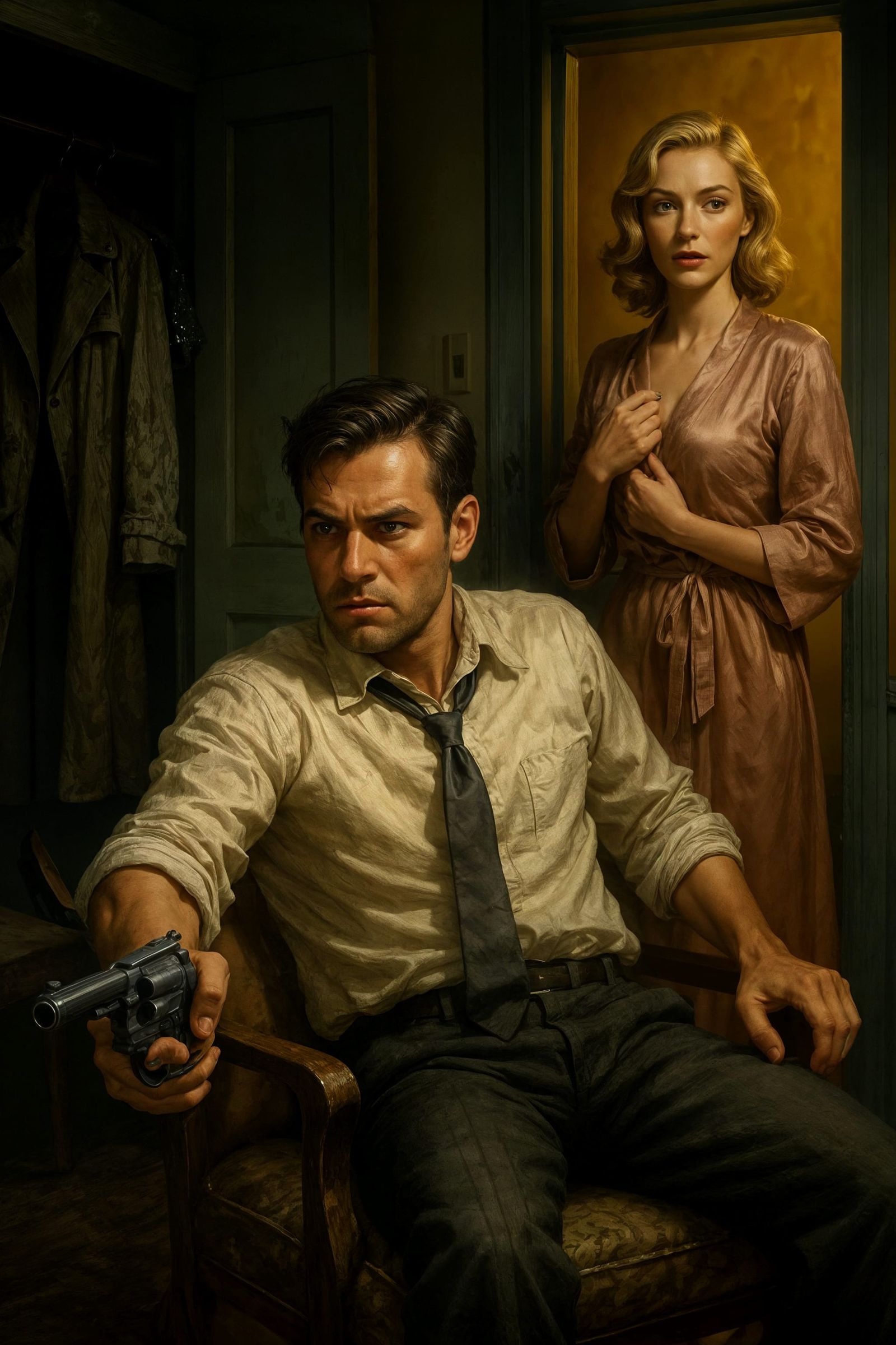 Noir Paperback Cover: Private Eye and Femme Fatale