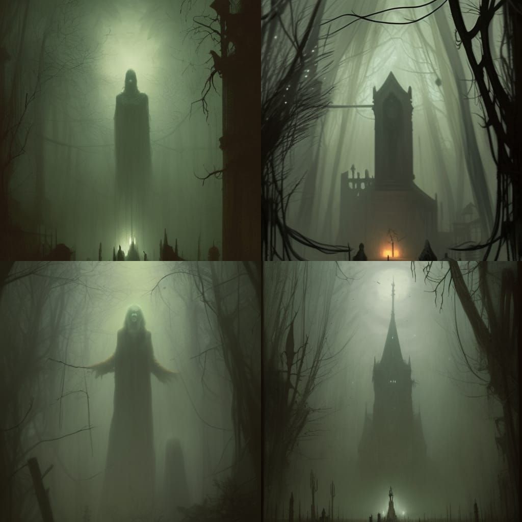 Sinister Cursed Beings in Haunted Ambiance