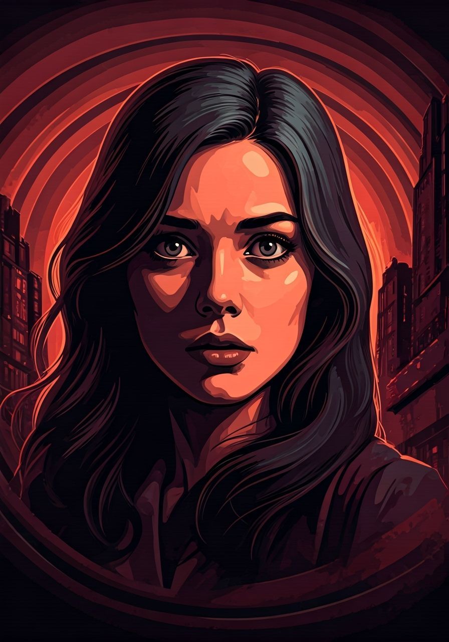 Surreal Portrait of Woman in Dreamlike Cityscape