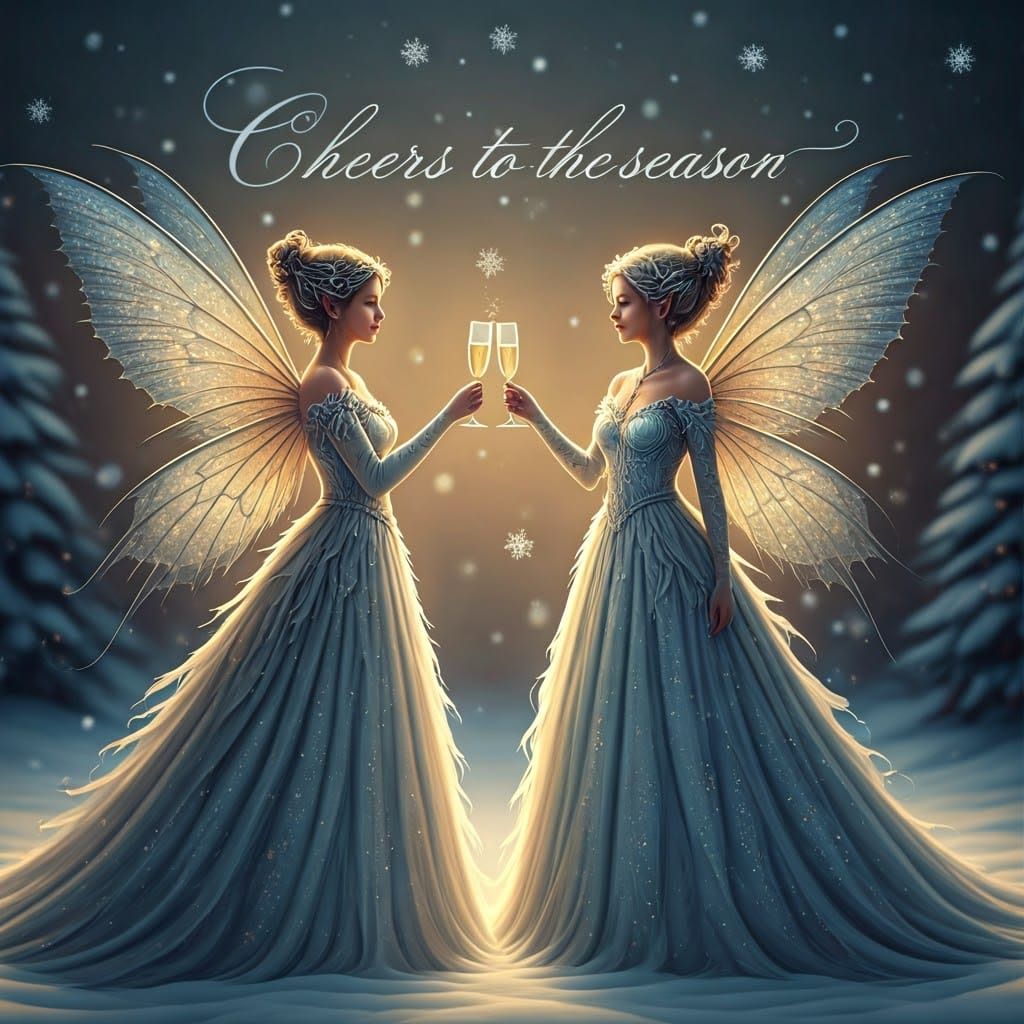 Whimsical Winter Fairies Cheering to the Season