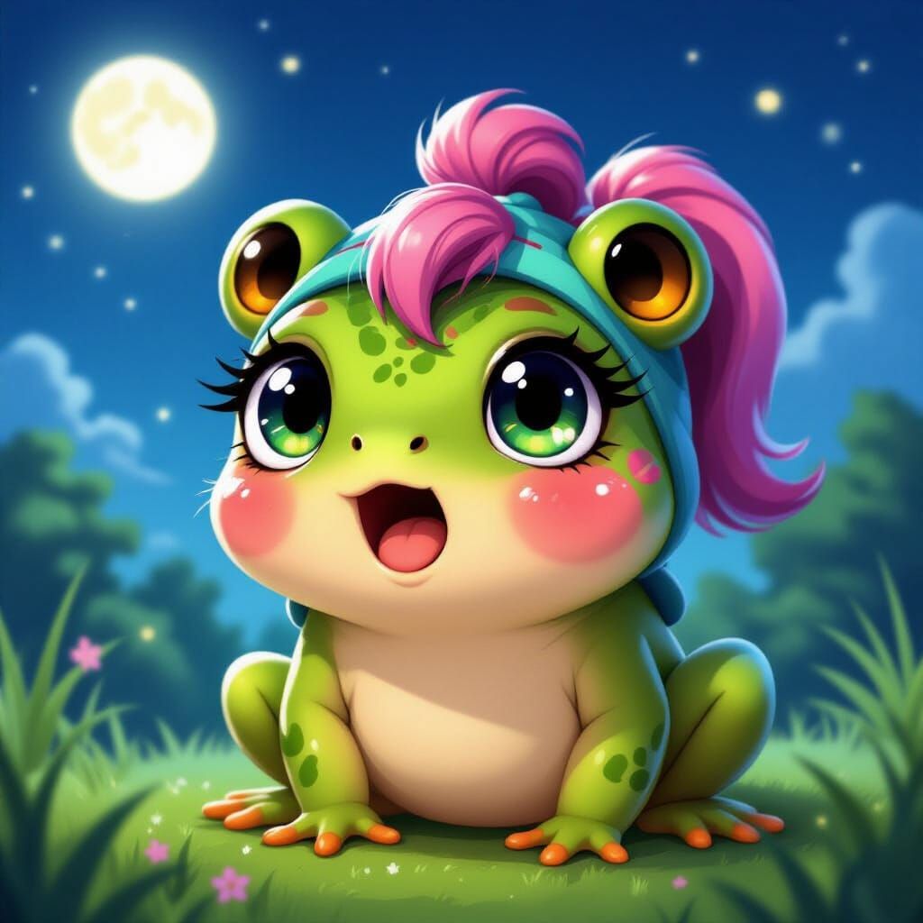 Surprised Frog Character in Kwid Art Style