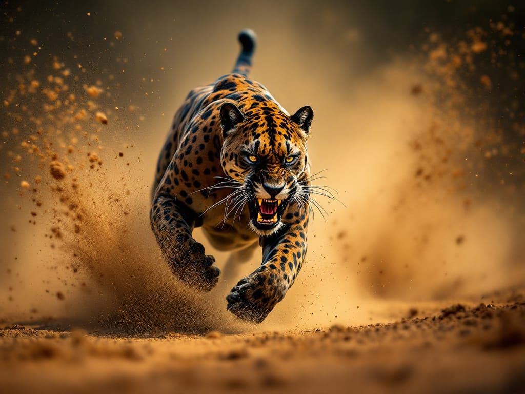 African Safari Chase: Panther Hunts Gazelle in Dramatic Phot...