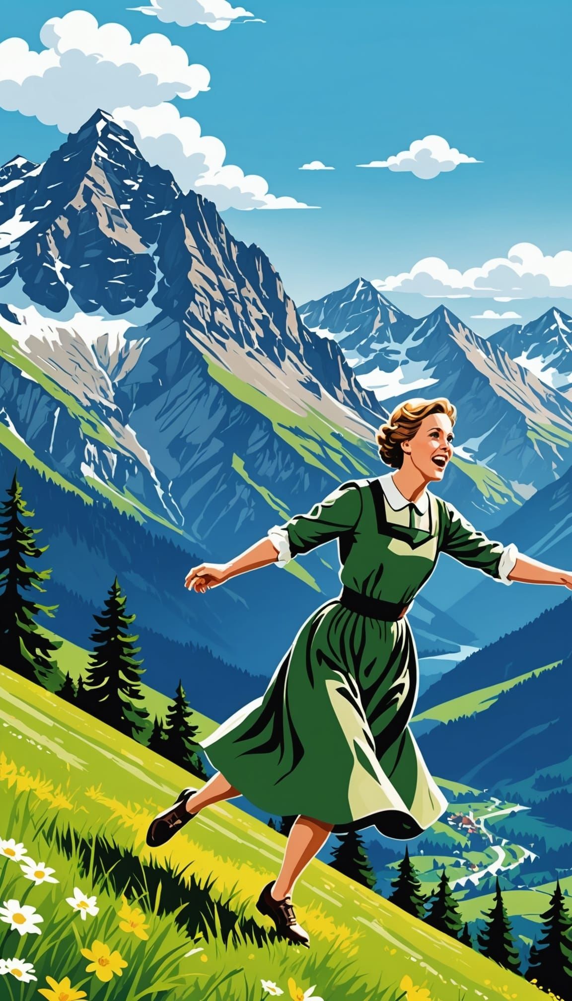 Sound of Music Swiss Alps Summer Landscape