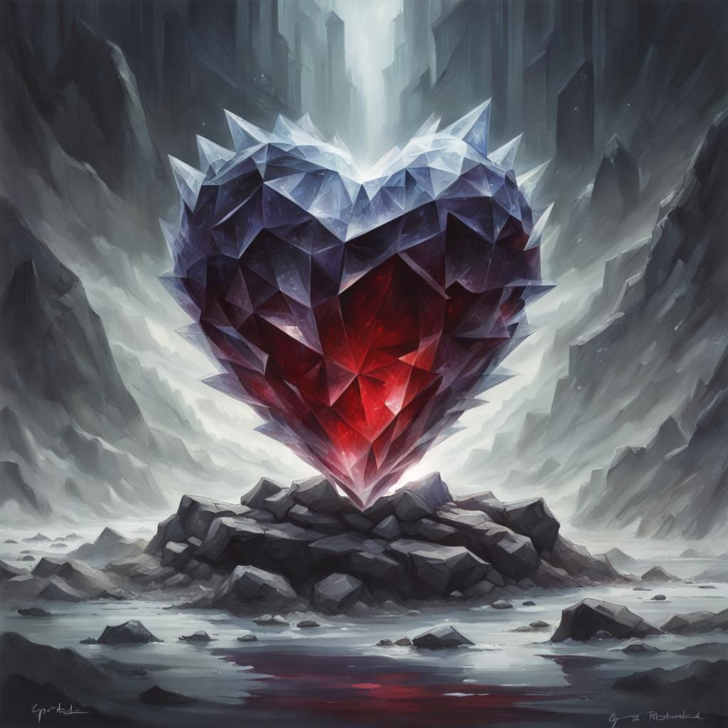Sinister Crystal Heart: A Greg Rutkowski Vision
