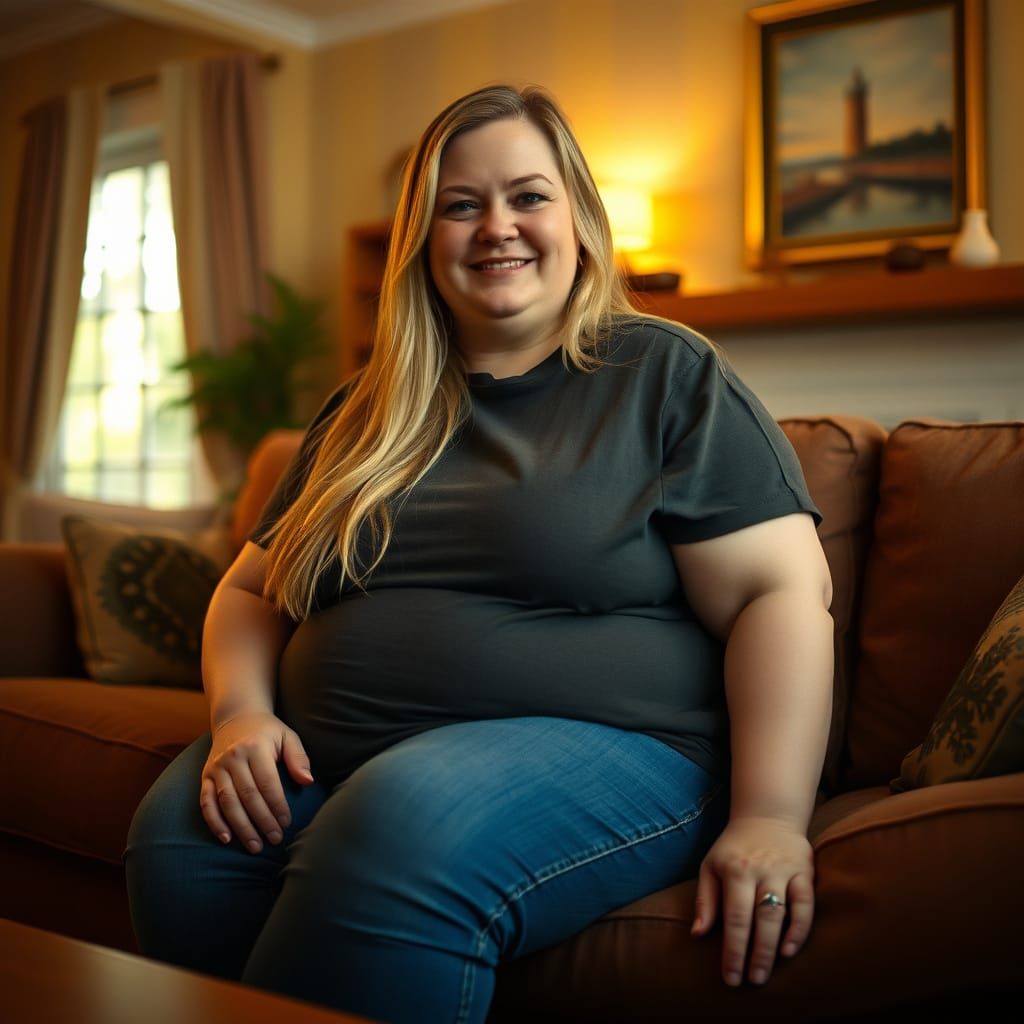 Sultry Woman in Charming Living Room
