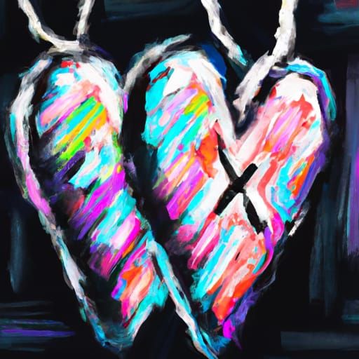 Closed Hearts in Expressionist Cyberpunk Style