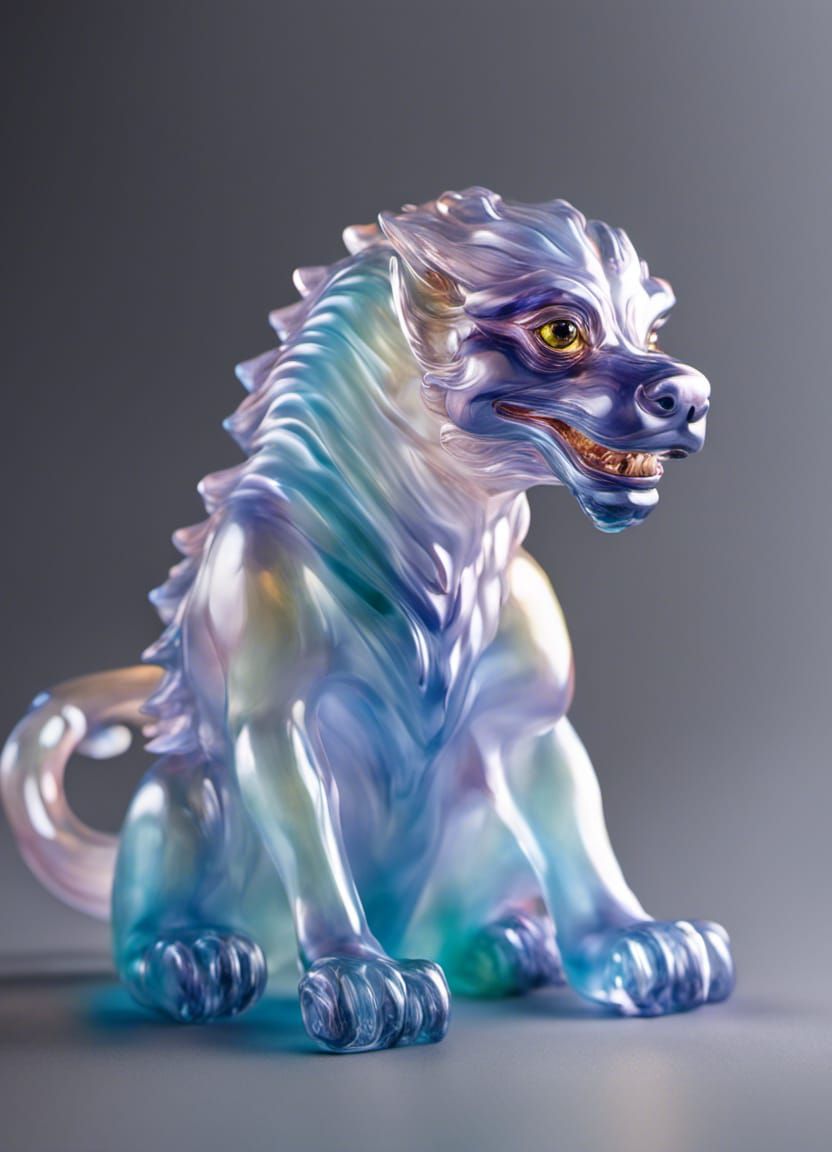 Iridescent Blown Glass Falkor Figurine