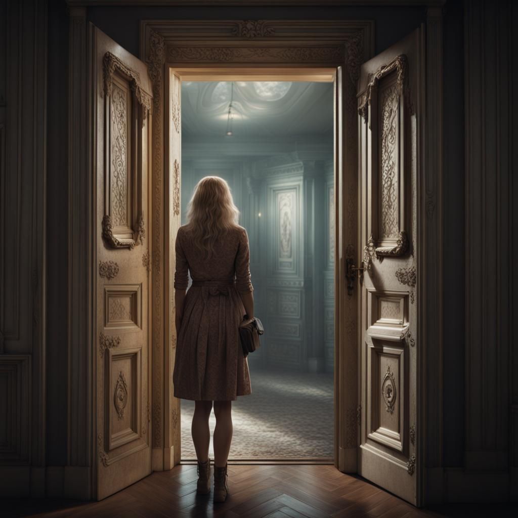 Woman Peeking: Cinematic Digital Matte Painting