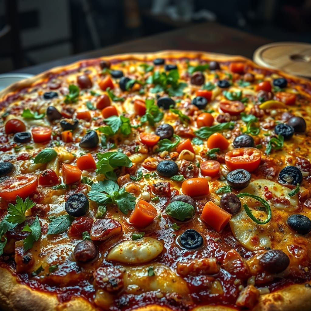 Mouth-Watering Pizza with 100 Toppings in HDR