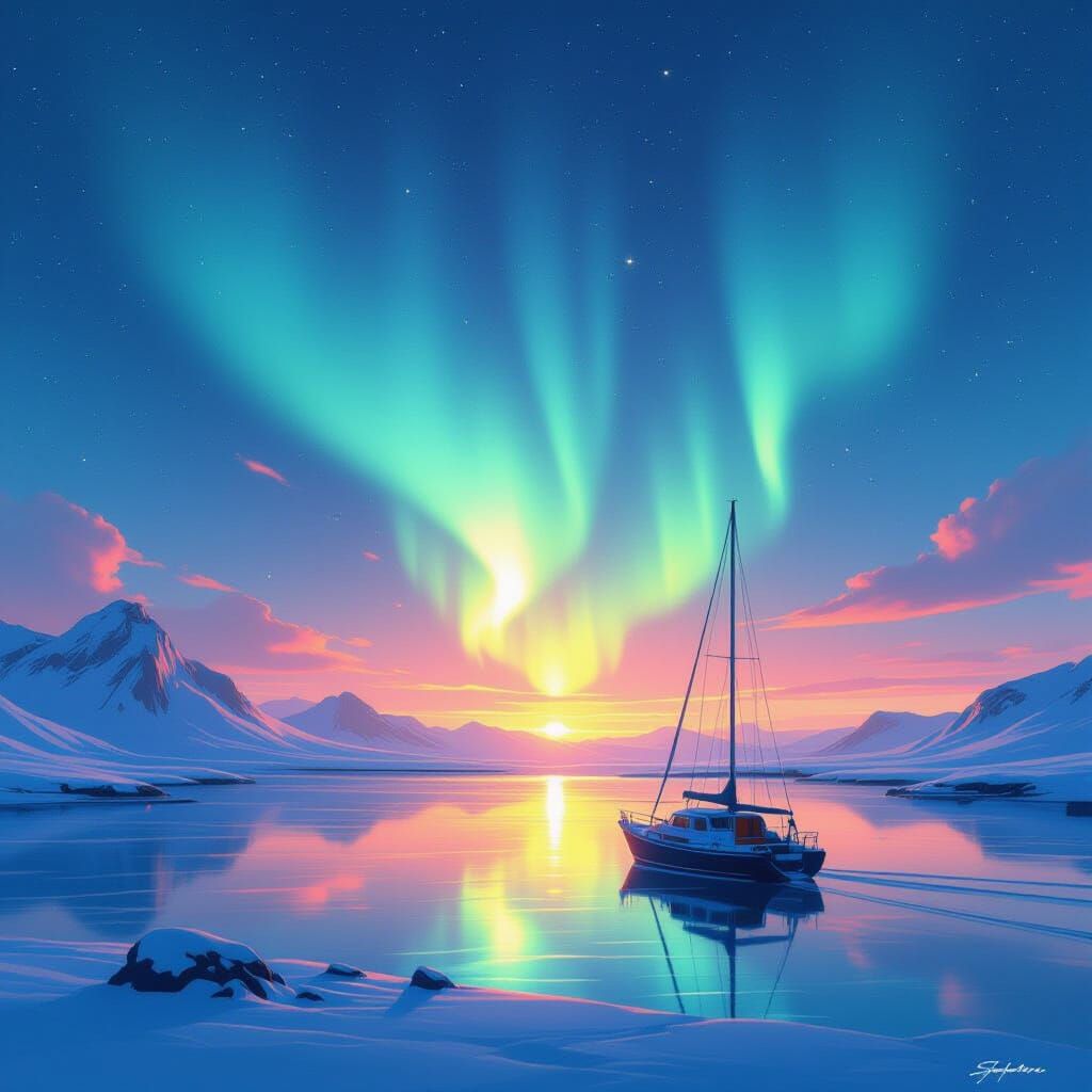 Ethereal Aurora Borealis Glow with Futuristic Aesthetics