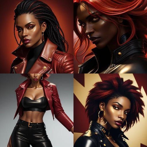 Stylish Black Woman in Red Leather Outfit