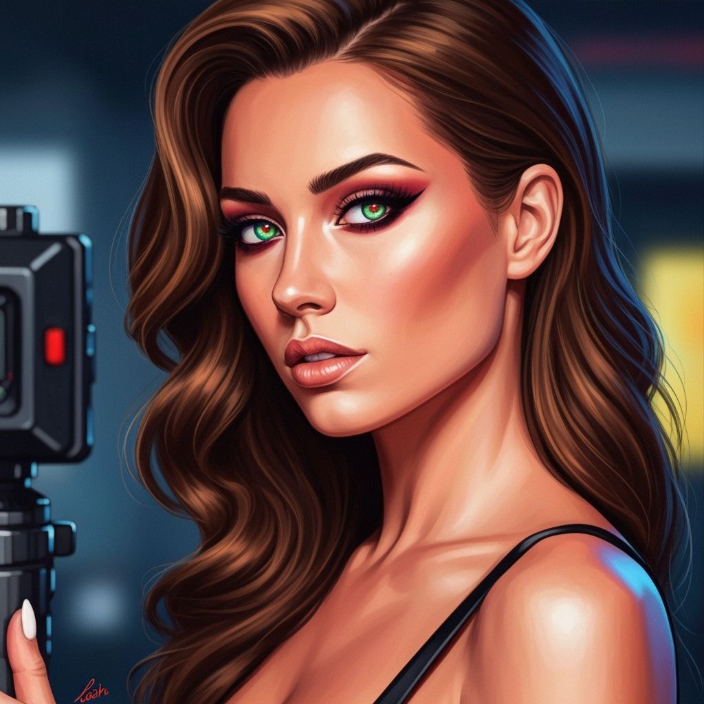 Woman and Mirror: A Vibrant Modern Illustration