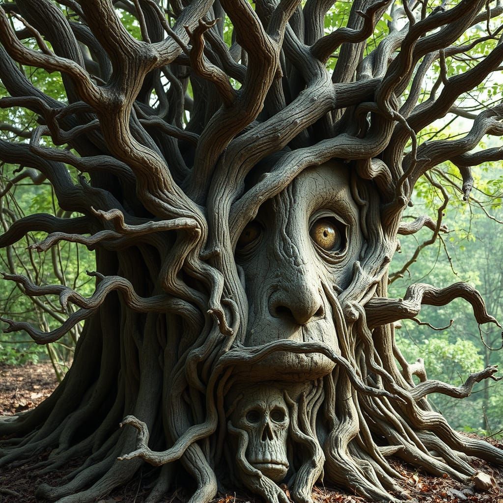 Earthy Human Face Formed by Twisted Trees