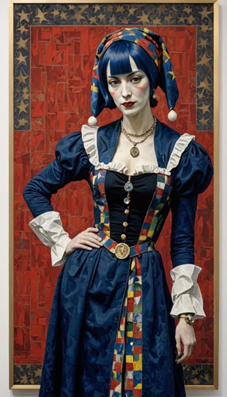 Abstract Jester in Expressionist Style