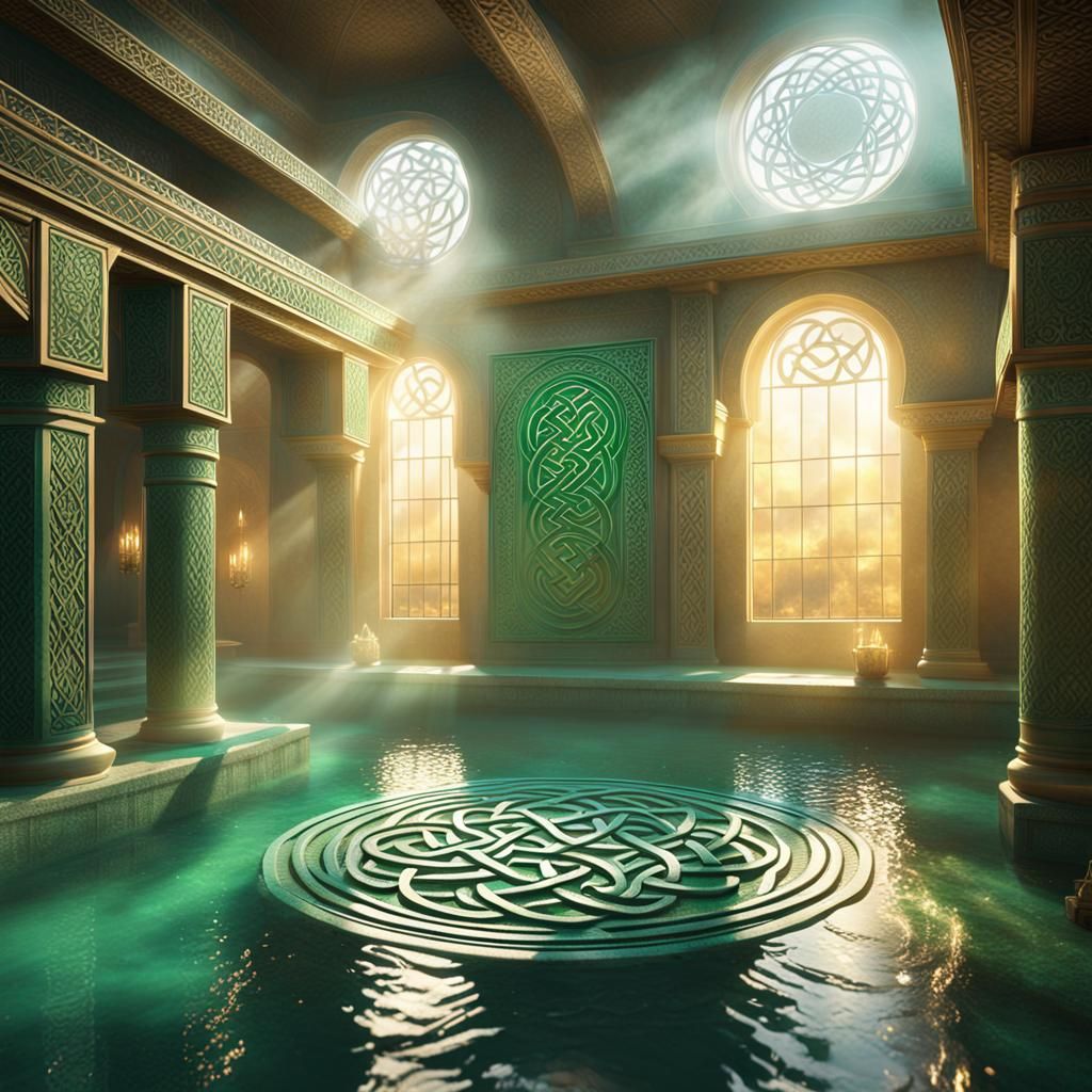 Celtic Knot Mystical Bathhouse: Fantasy Concept Art