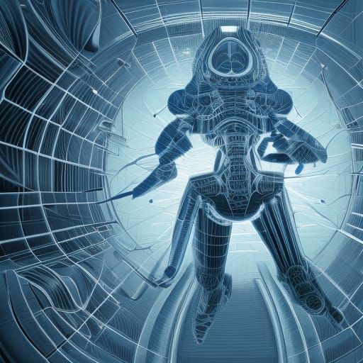 Detailed Blueprint of a UFO in Area 51 Office