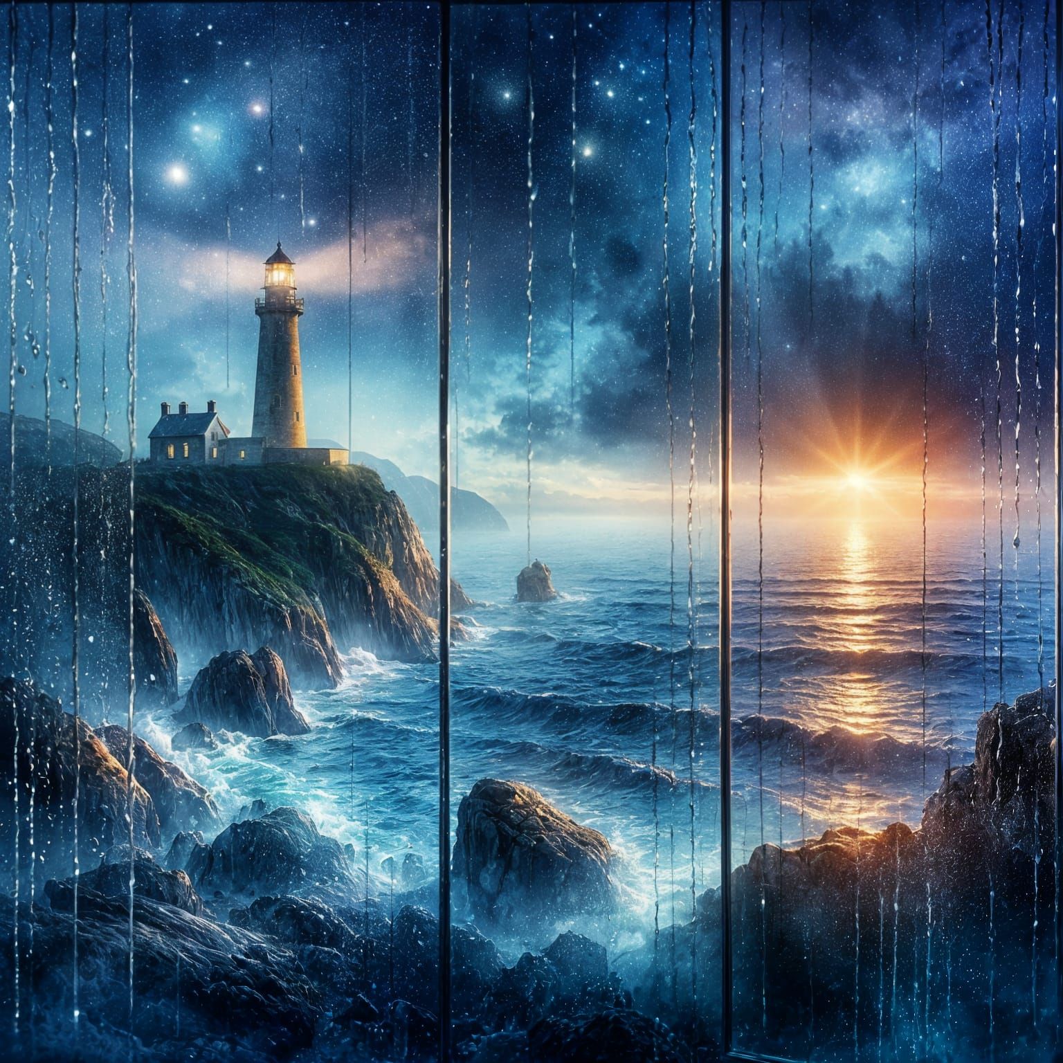 A Romantic Watercolor Depiction of Sea and Twilight