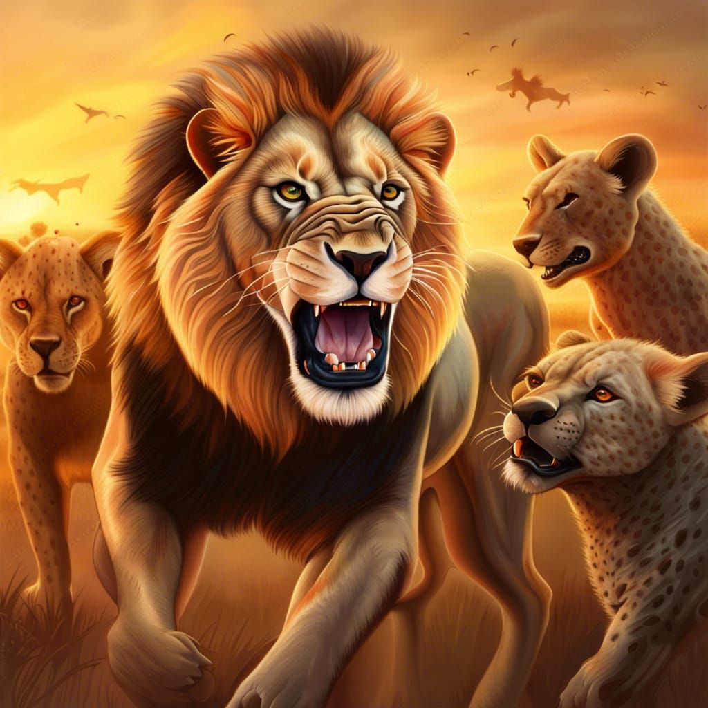 Male Lion vs. Hyena Clan (V1)