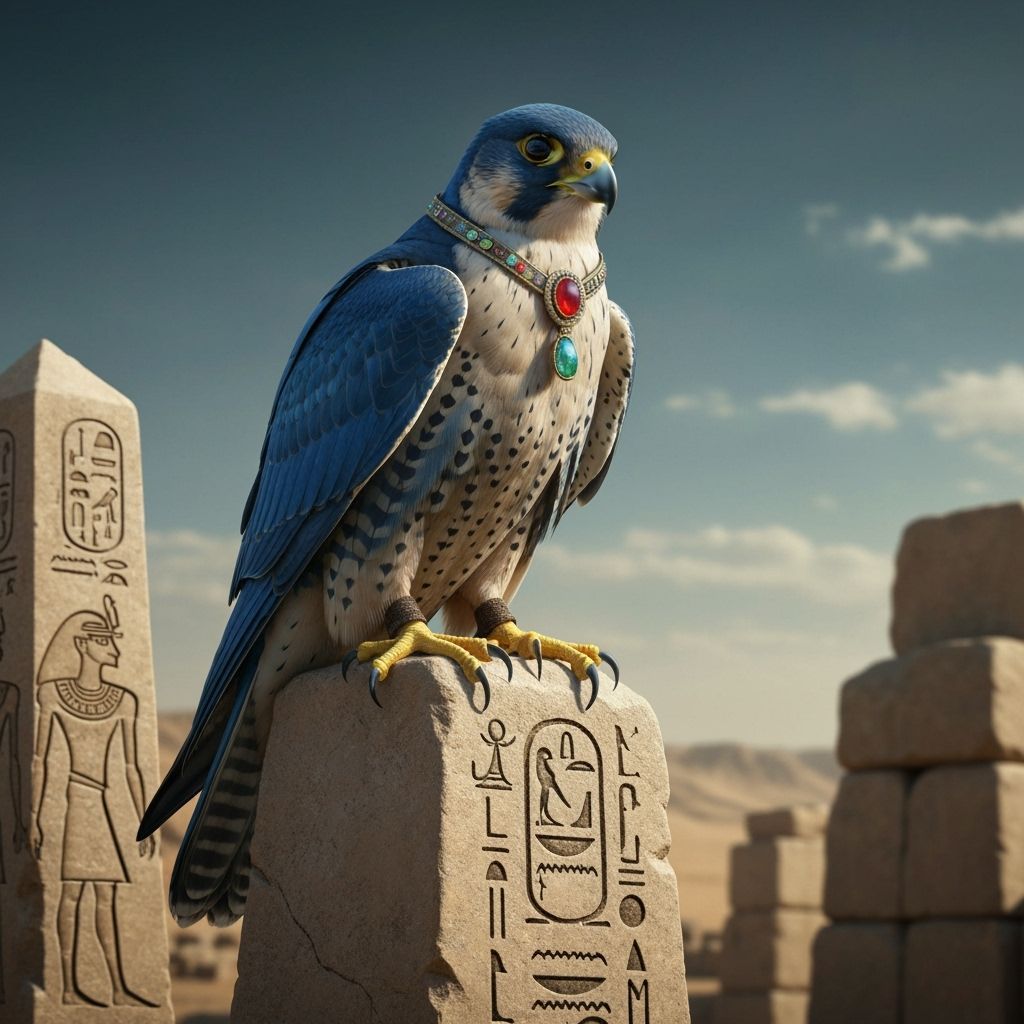 Horus Falcon Frees Heart in Dreamlike Egyptian Scene