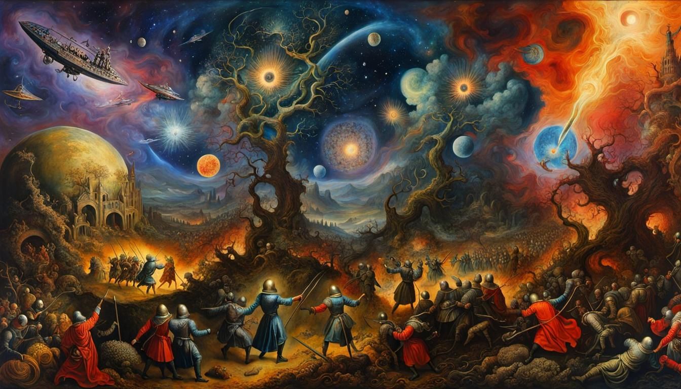 Cosmic Armageddon: A Surreal Rococo Masterpiece