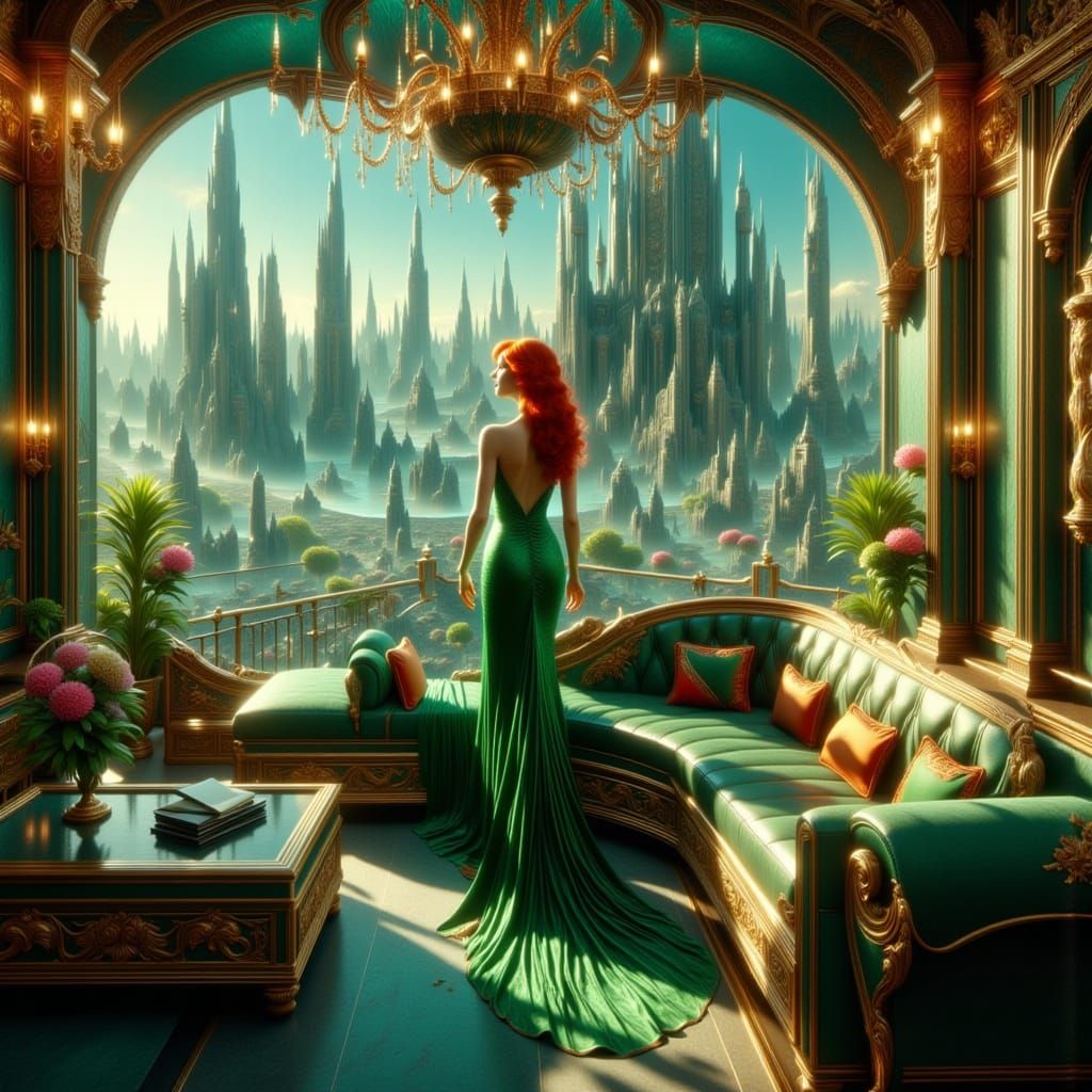 <lora:Beautiful Madness:1.0> <lora:Building Madness:1.0> <lora:Building Magic:1.0> Art Deco illustration. A glamorous re...