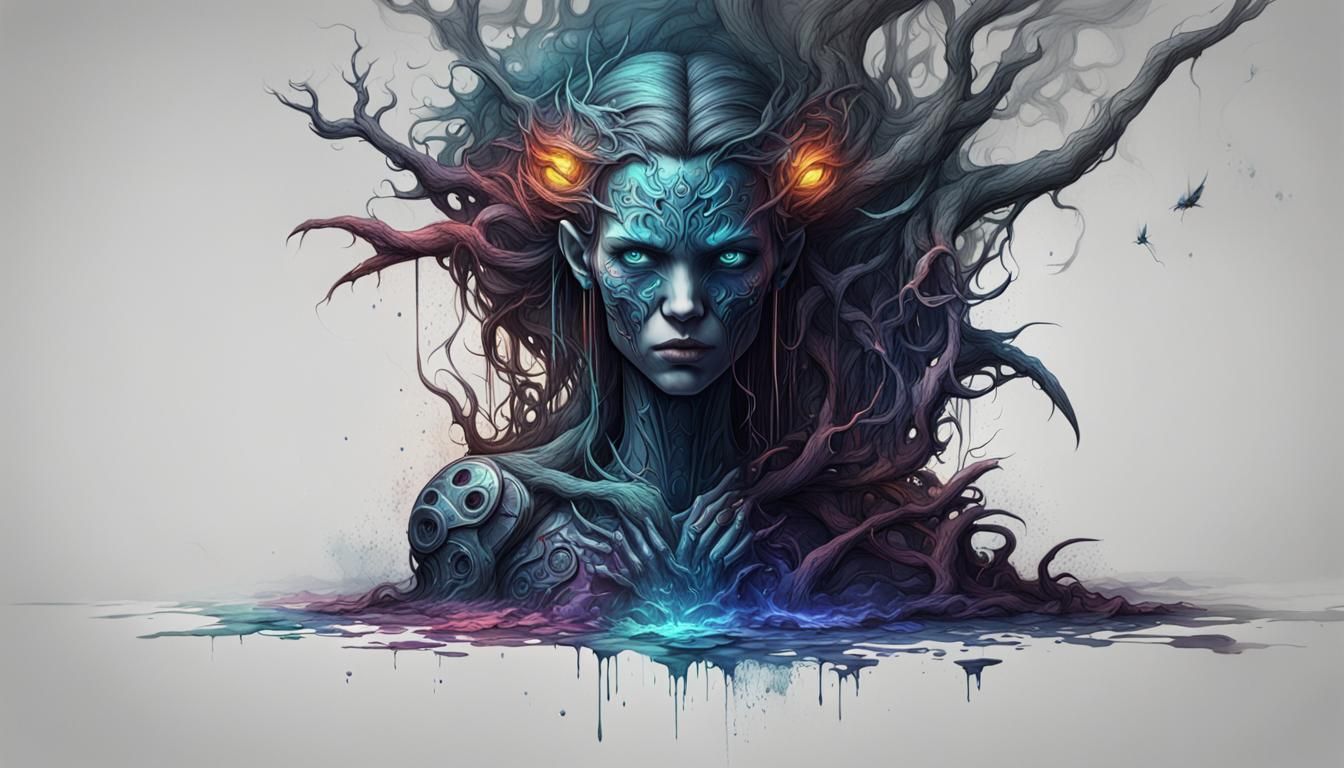 Emotional Female Portrait in Detailed Pencil Sketch