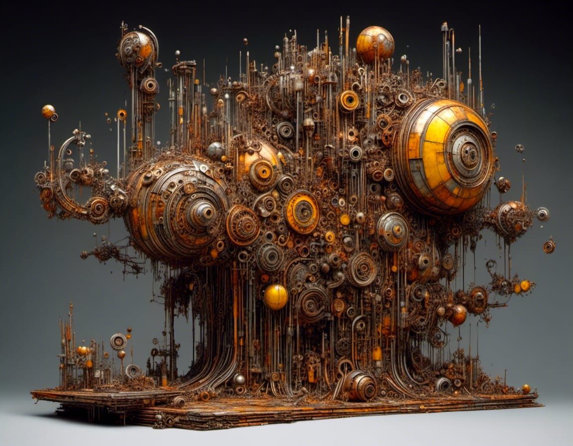 Steampunk Inventor Building Copper Machine