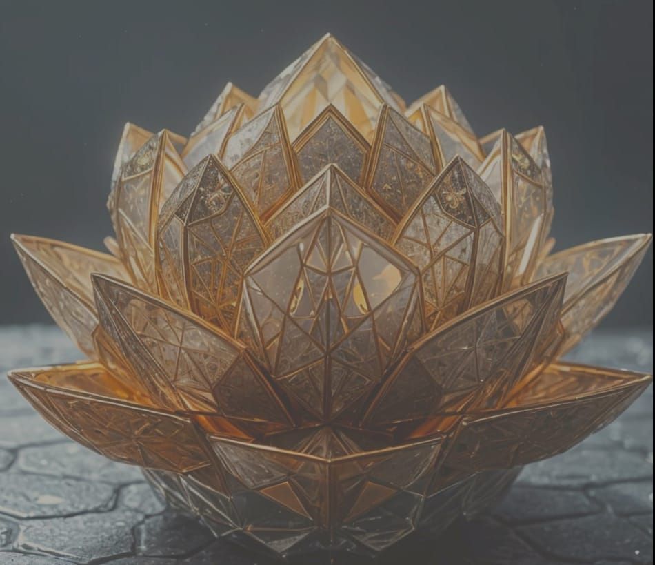 Stunning Geode Druzy Lotus Blossom in Hyper-Realistic Fantas...