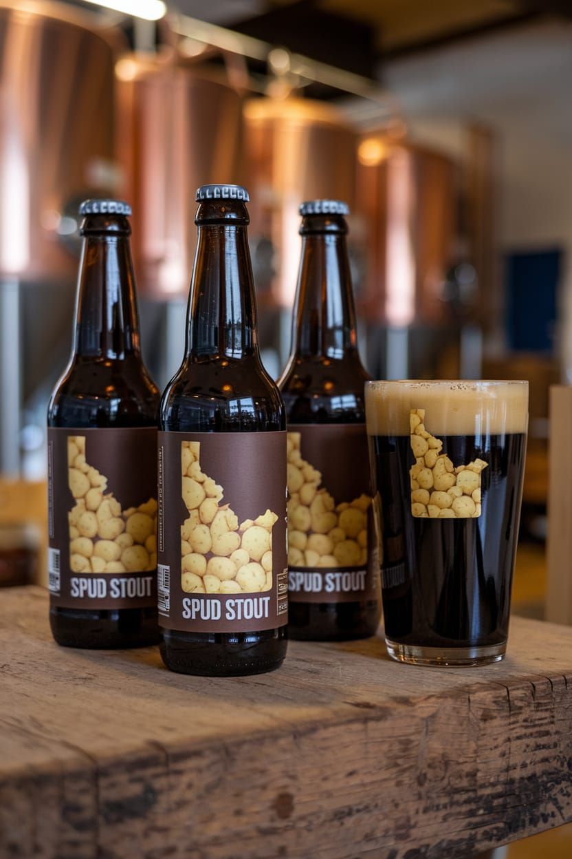 Idaho Spud Stout Display in Microbrewery