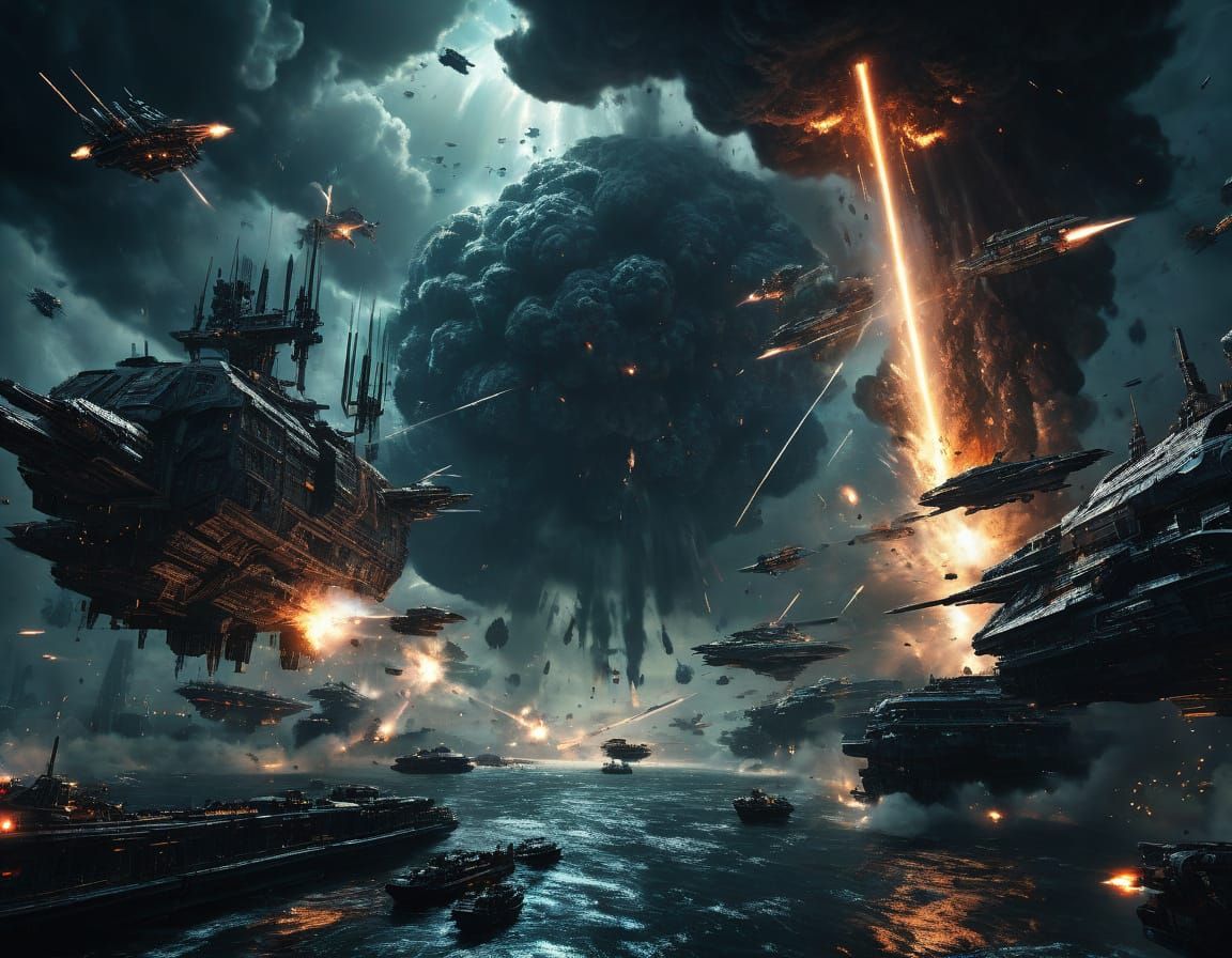 Breathtakingly Cinematic Futuristic Battle in a Dark Stratmo...