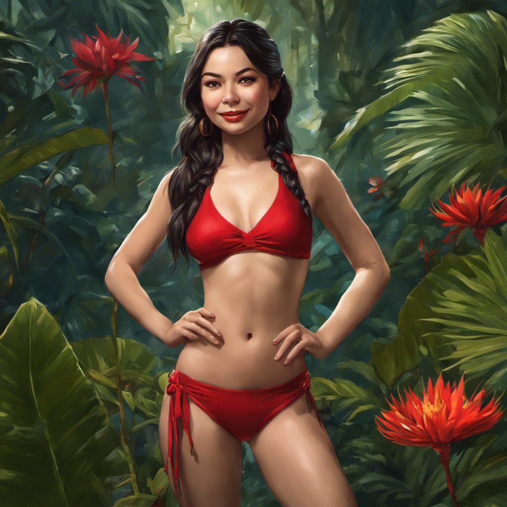 Miranda Cosgrove in a red bikini