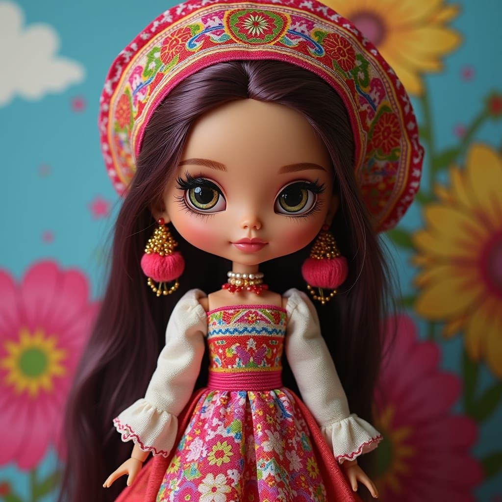 Albanian Bratz Girl in Vibrant Balkan Patterns
