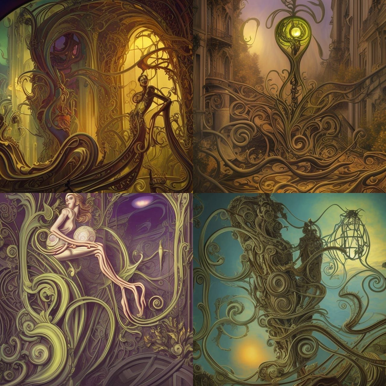 Art Nouveau Architecture with Dynamic Lighting