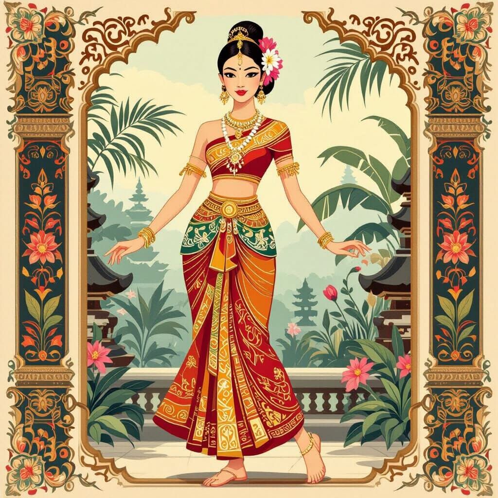 Balinese Lady In Traditional Costume Card