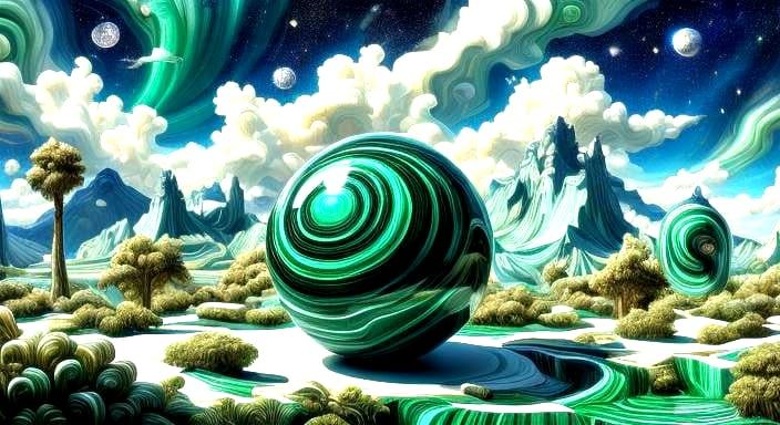 Scintillating Emerald Desert in Suminagashi Style