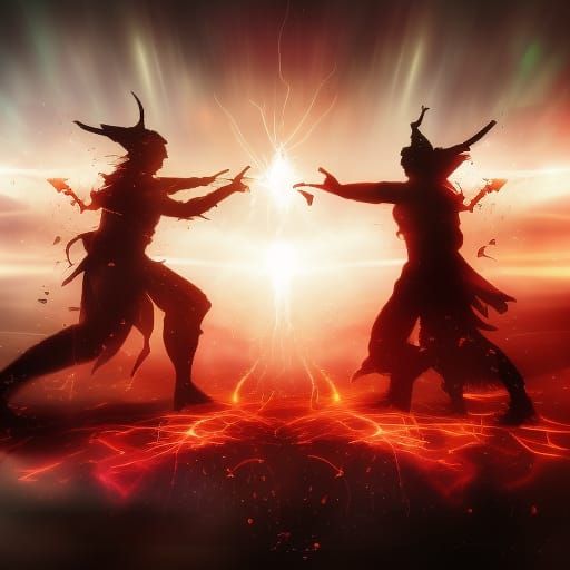 Mages Clash in an Epic Magical Battle