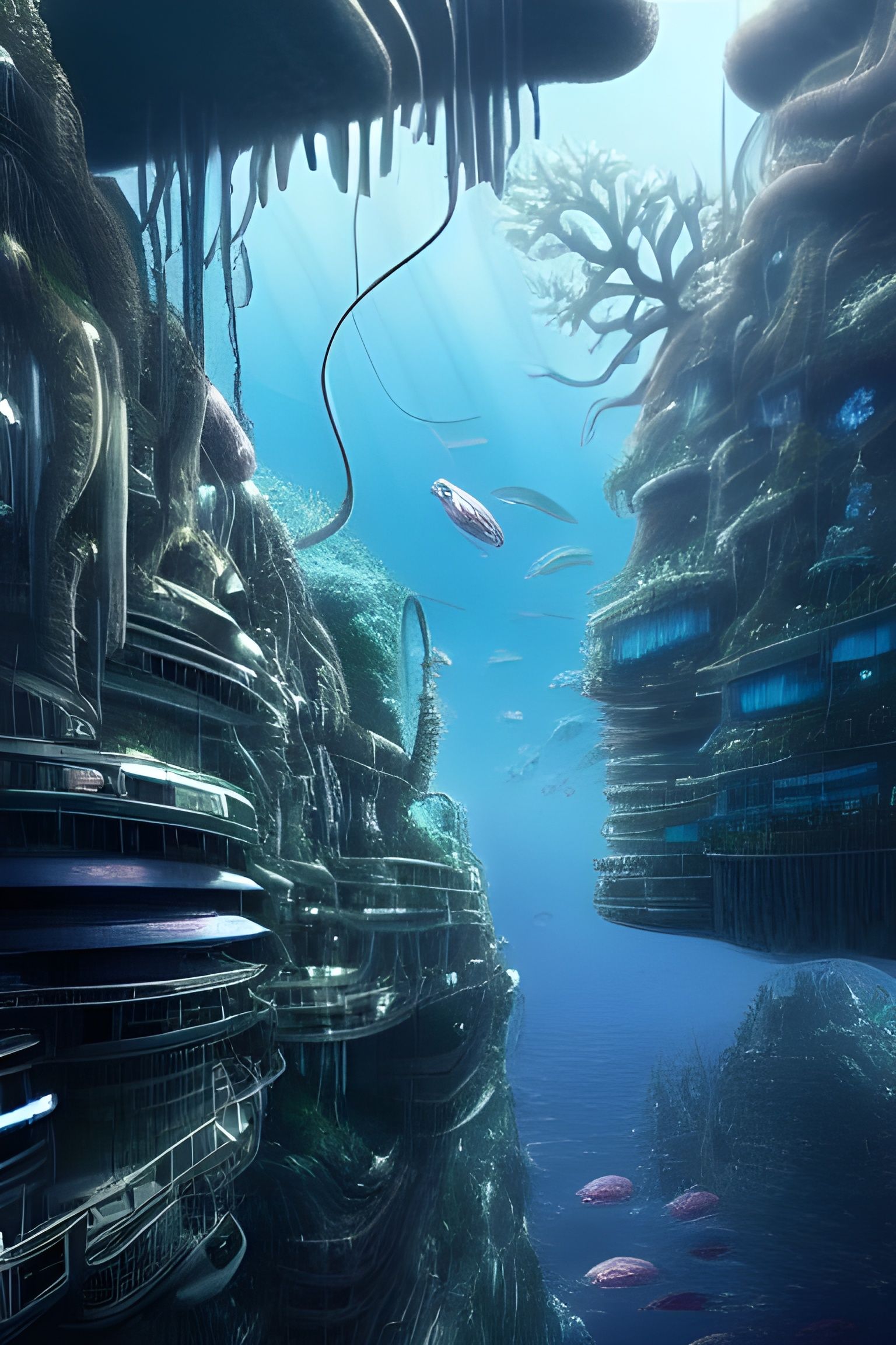 Epic Underwater Kingdom in Biopunk Style