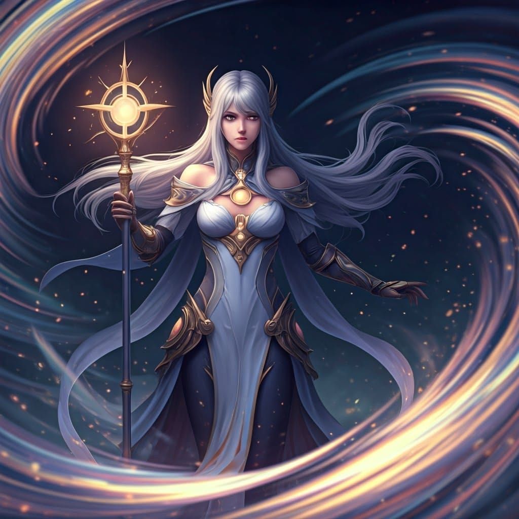 Celestial Woman Warrior in Mystical Realm