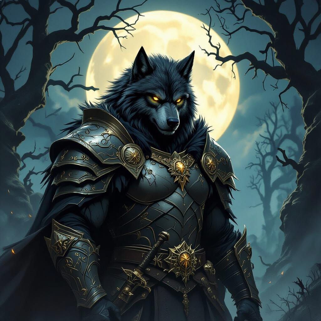 Werewolf King Rules Ancient Forest in Epic Fantasy Style